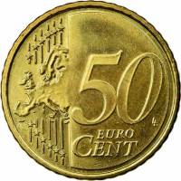 (2009) Монета Ирландия 2009 год 50 центов  2. Новая карта ЕС Северное золото  UNC